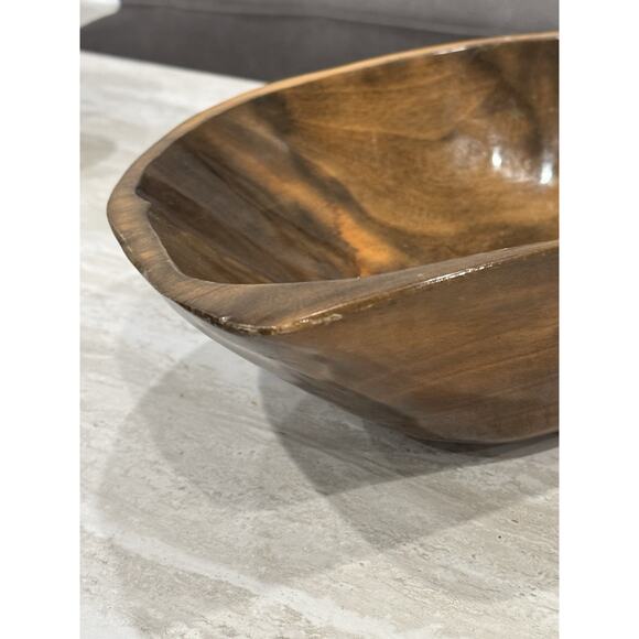 Vintage MCM Leaf Shaped Large Wood Bowl Serving Fruit Home Decor - Picture 4 of 11